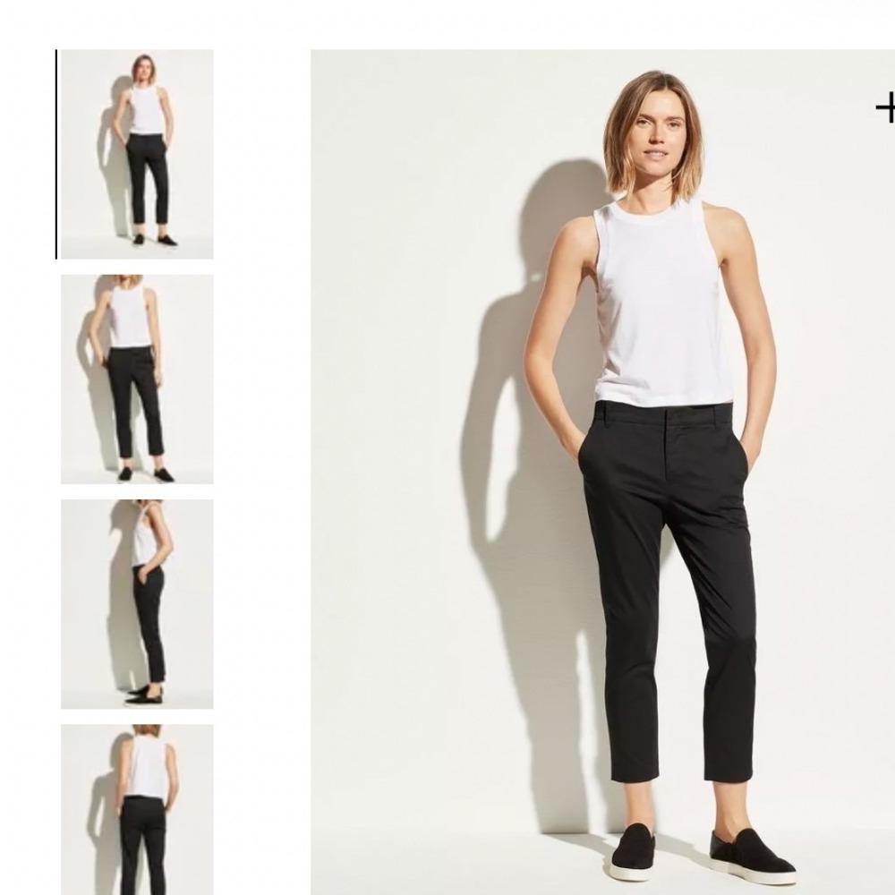 Vince Womens Coin Pocket Chino Ankle Trousers Black Cotton Blend Pants Size 6